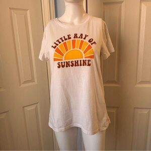Little Ray of Sunshine Women’s White Cotton T-Shirt Sz Small